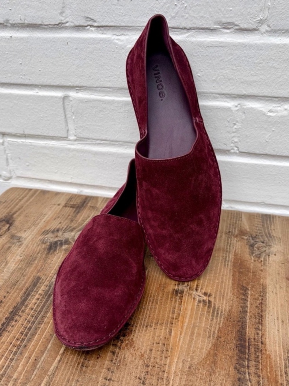 Vince women’s  Wine Suede Slip-On Loafers